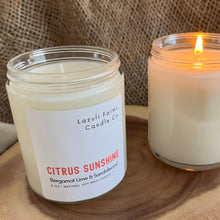 Load image into Gallery viewer, Citrus Sunshine Candle | Summer Collection | Natural Soy Wax Candle | Bergamot Lime Cedarwood Patchouli Vanilla Sandalwood