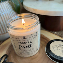 Load image into Gallery viewer, Frosted Forest Candle | Natural Soy Wax Candle | Winter Collection | eucalyptus peppermint juniper currant pine