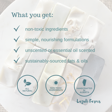Load image into Gallery viewer, Handmade Lard Soap Gift Set | Favorites Collection:  Charcoal Soap Bar + Exfoliating Farmer/Gardener Soap Bar + Filthy Pig Soap Bar